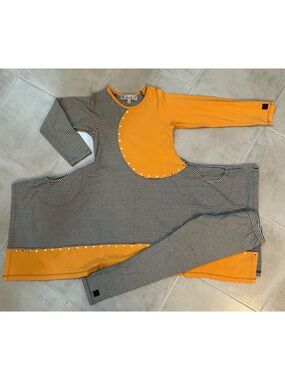 KidCuteTure Sz 10 Charcoal White Orange Dress & Capris NWOT